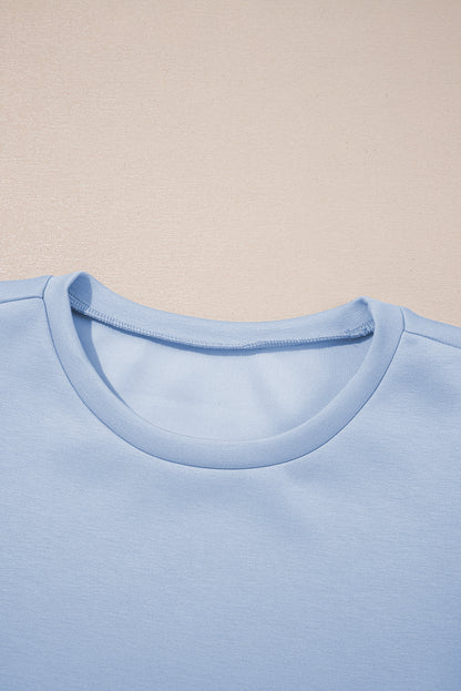 Beau Blue Puff Sleeve Pearl Embellished Scallop Trim Top 2 Piece Skort Set - Snoopy's Closet