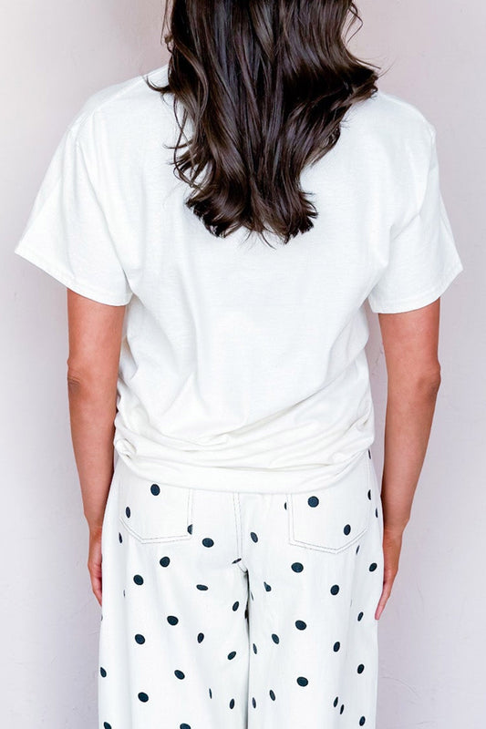 Camiseta Gráfica con Letras "COWBOY LOVER" Blanca