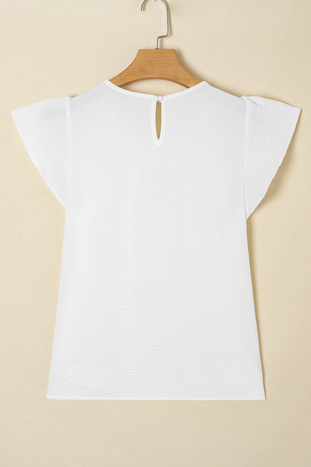 White Flounce Sleeve Pleated Textured Blouse - Snoopy's Closet