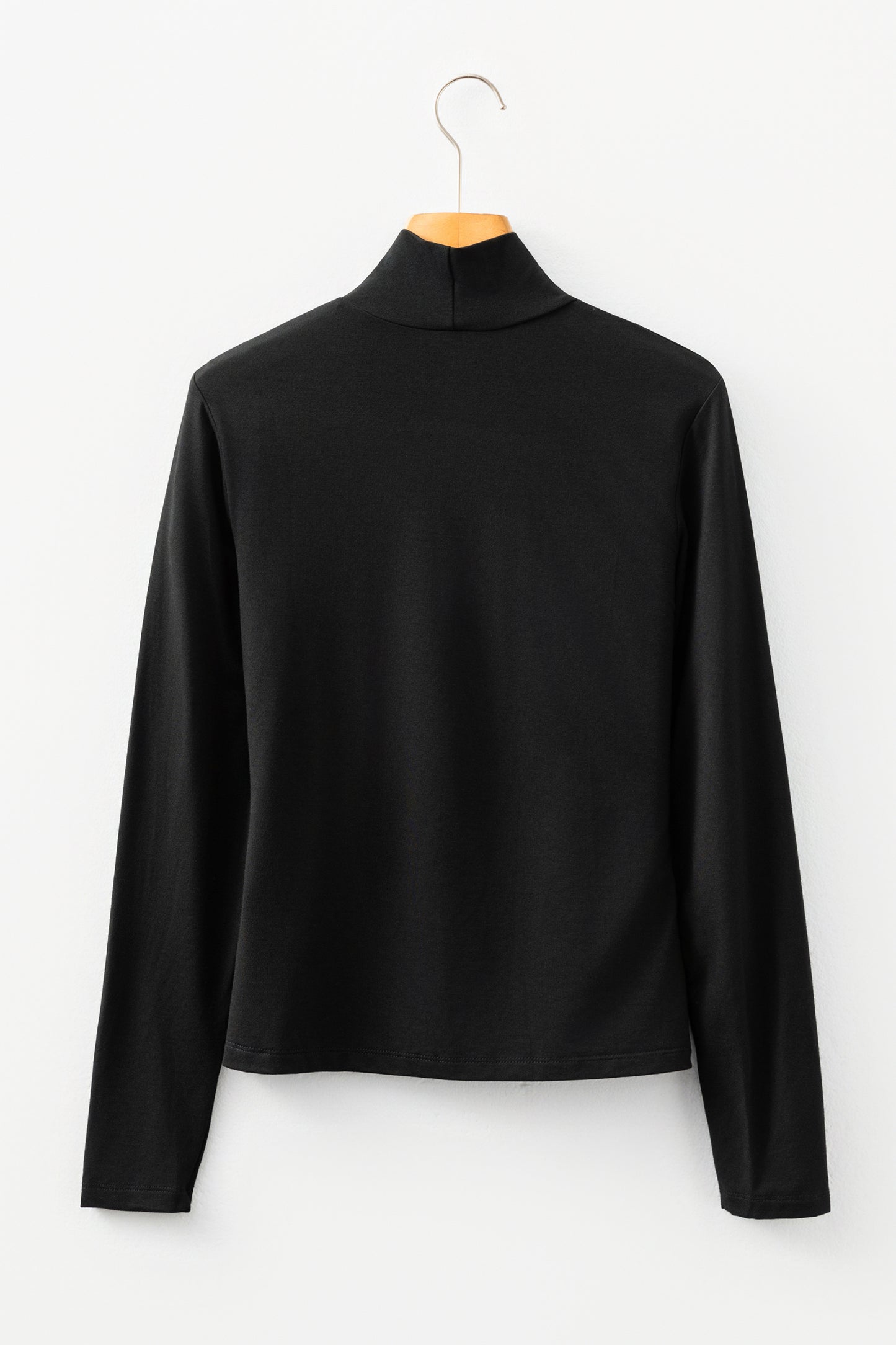 Black Slim Fit High Neck Long Sleeve Basic Top - Snoopy's Closet
