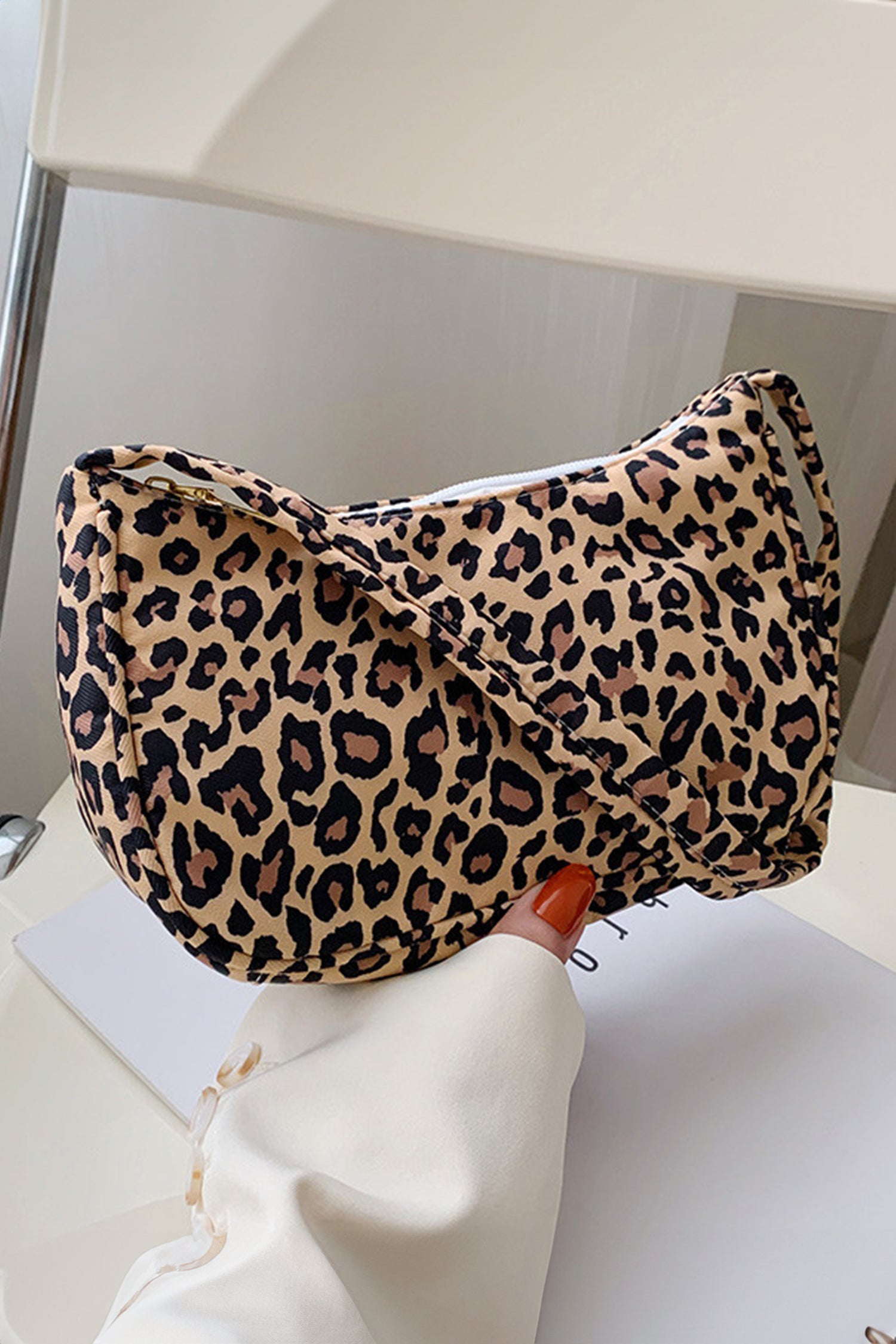 Coffee Leopard Printed Minimalist Shoulder Bag - Snoopy's Closet