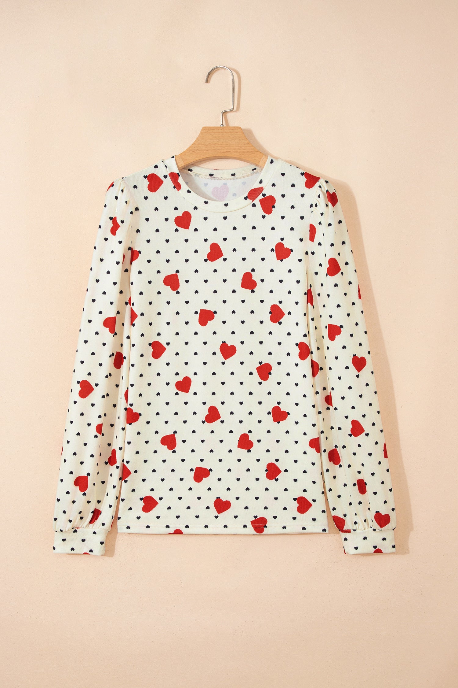 Beige Flower Heart Festive Valentine Blouse - Snoopy's Closet