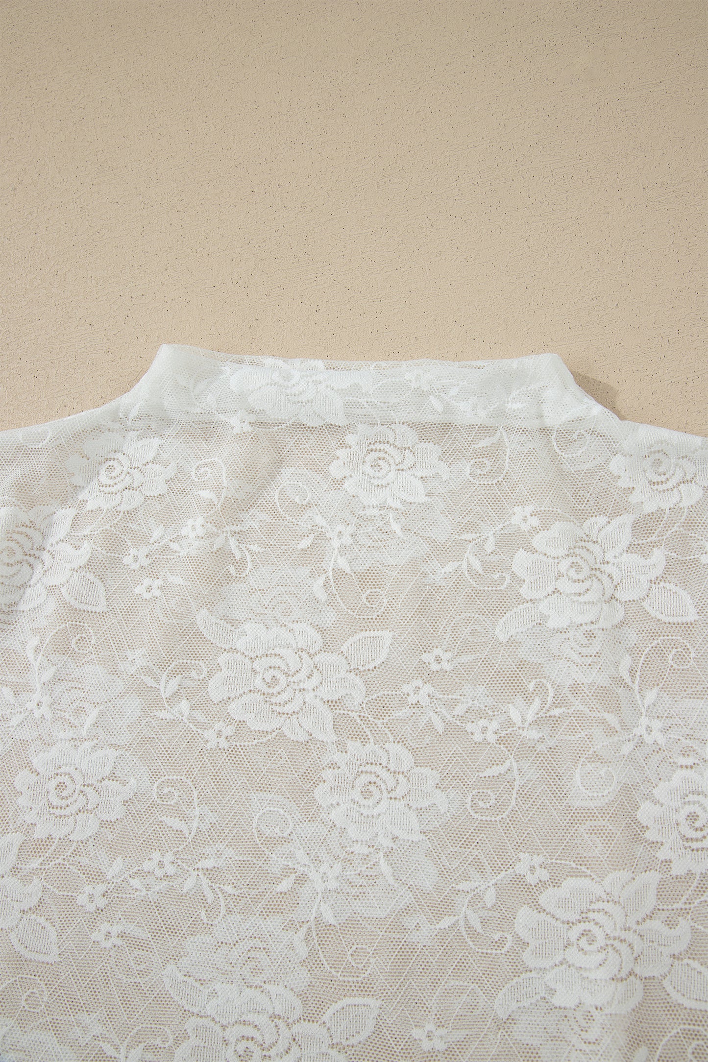 White Sheer Lace Round Neck T Shirt - Snoopy's Closet