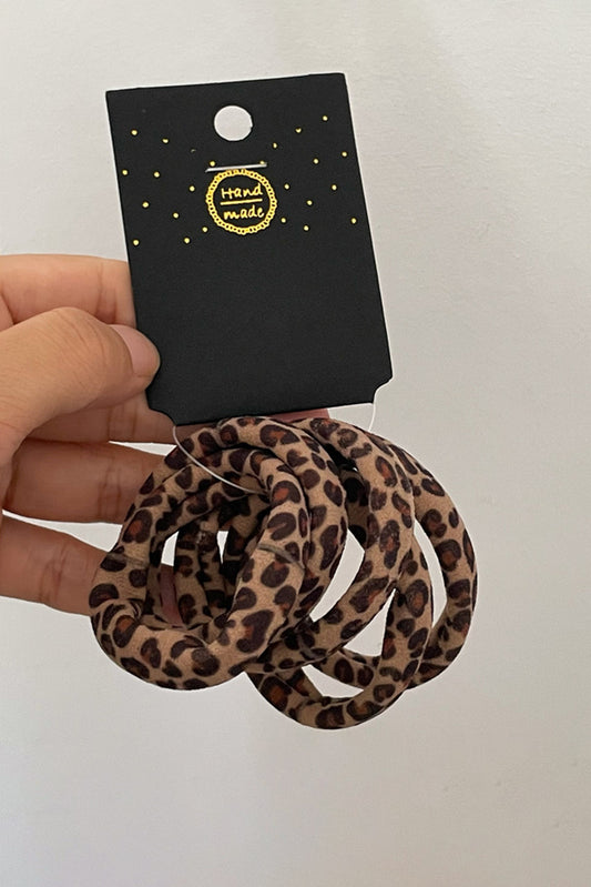 Coffee 5pcs Leopard Elastic Hair Tie Set - Snoopy's Closet