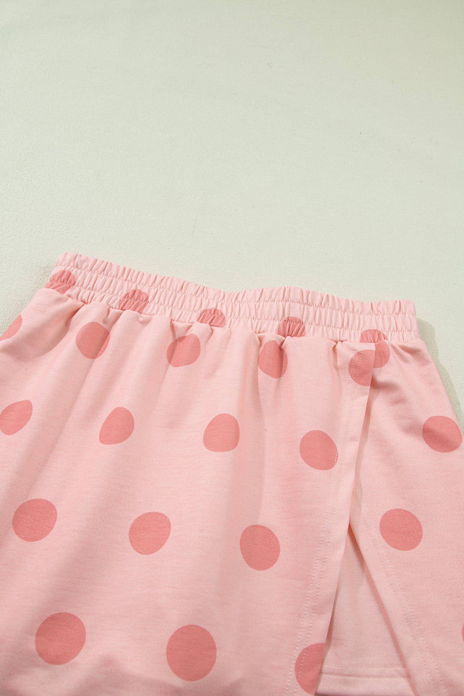 Pink Ribbed Trim Polka Dot Print Tank Split Mini Skort 2pcs Set - Snoopy's Closet