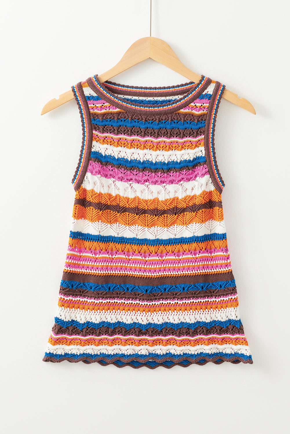 Dark Blue Striped Textured Knit Crew Neck Sweater Vest - Snoopy's Closet