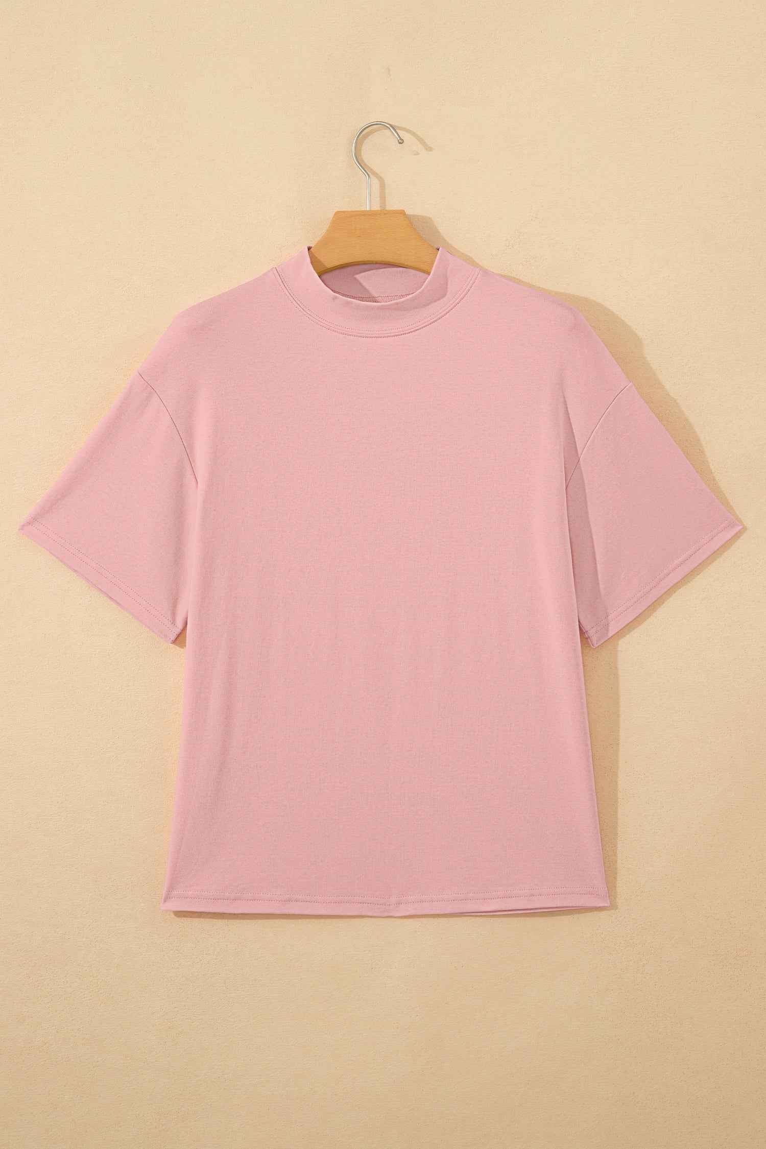 Black Solid Color High Neck Oversize Tee