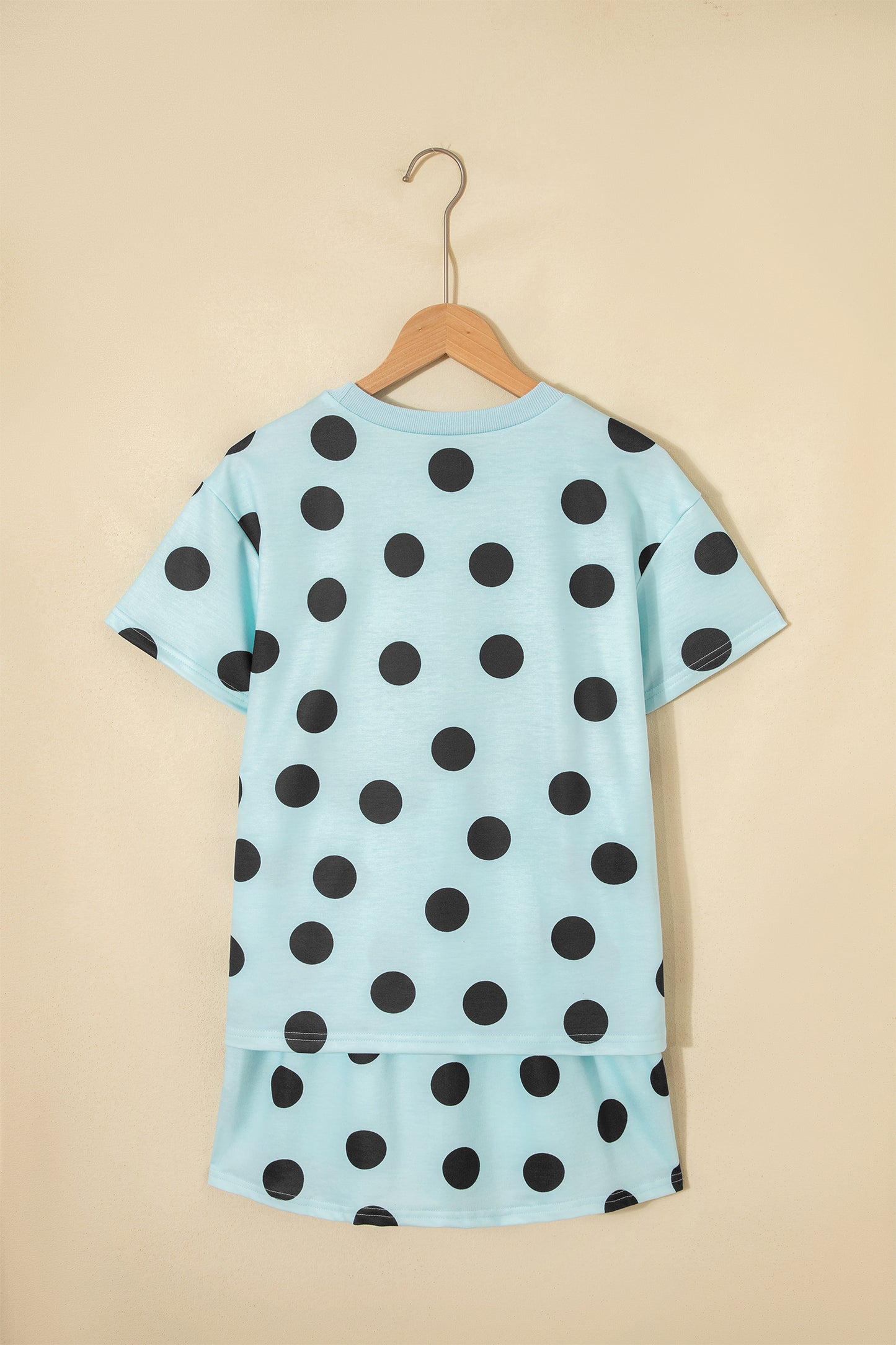 Sky Blue Polka Dot Short Sleeve Top Casual Skort 2pcs Outfit - Snoopy's Closet