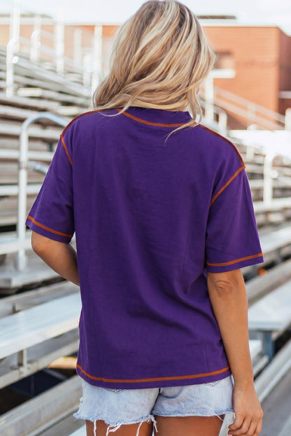 Camiseta Tillandsia Morada Reversible con Costuras a Contraste