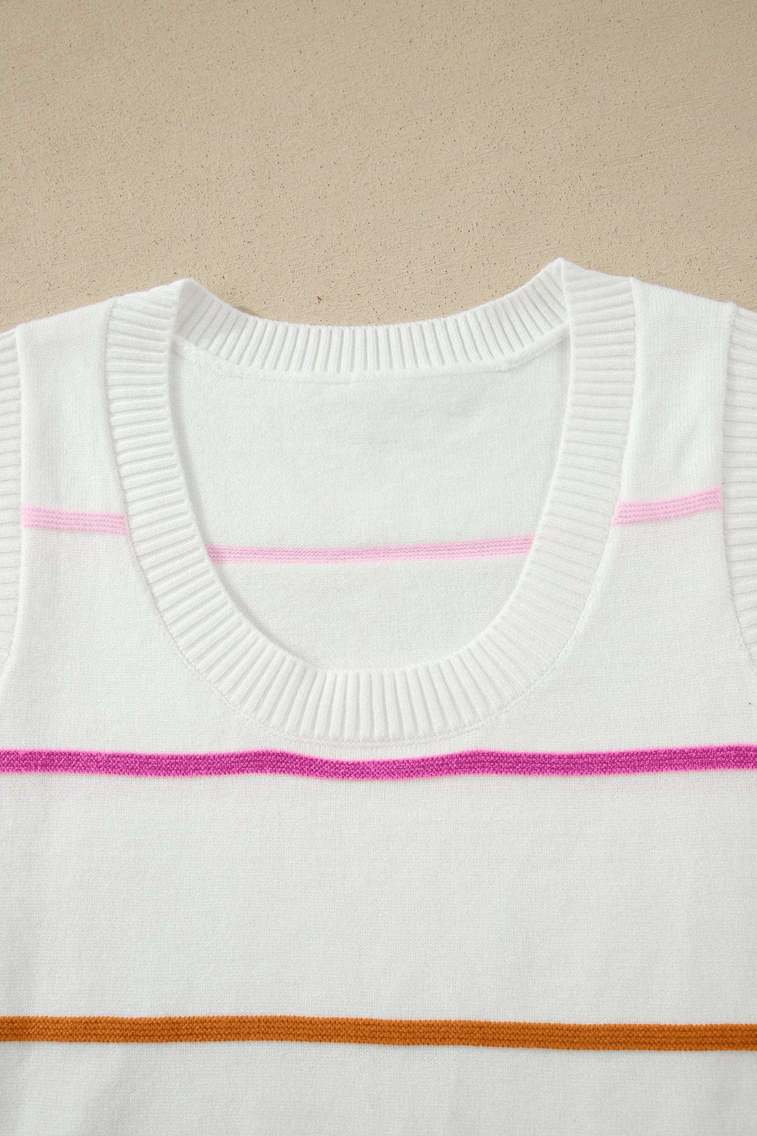 White Stripe Round Neck Knitted Sweater Tank - Snoopy's Closet