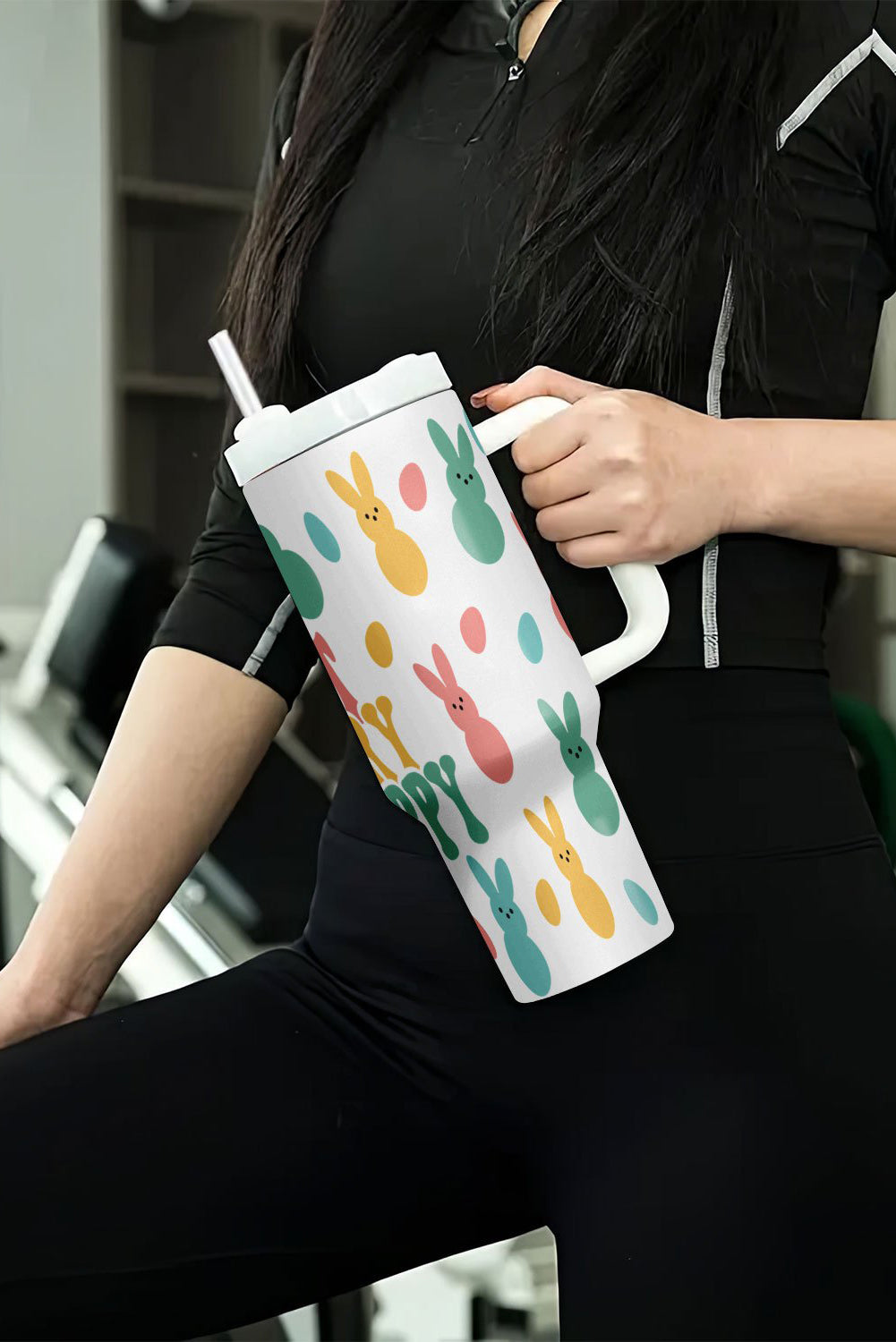 Vaso térmico con estampado de conejito blanco DONT WORRY BE HOPPY 40oz