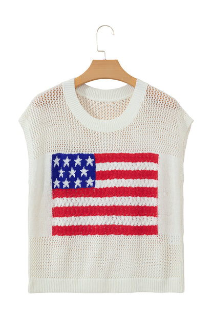 Fiery Red Flag Graphic Short Sleeve Sweater Top - Snoopy's Closet
