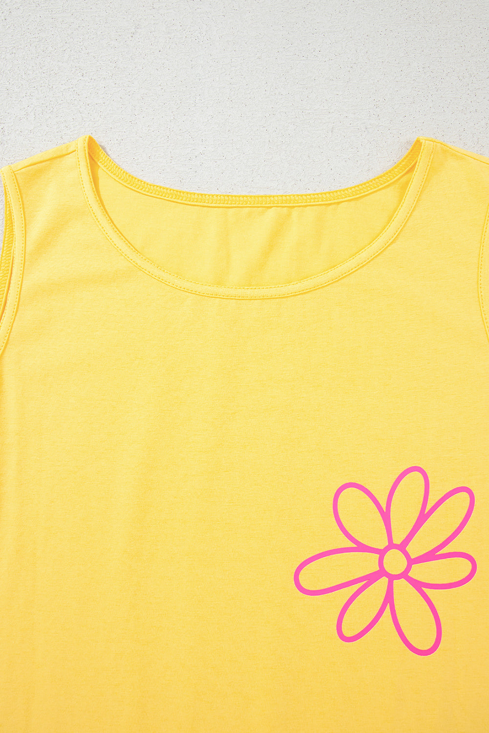 Yellow Cream Flower Graphic Casual Tank Top - Snoopy's Closet