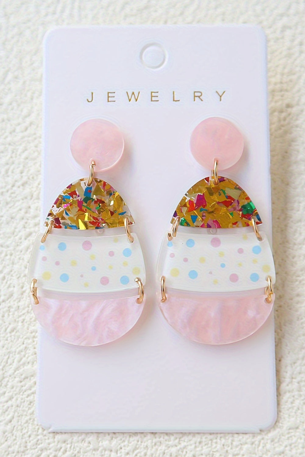 Pink Cute Printed Easter Egg Shape Drop Earrings - Snoopy's Closet