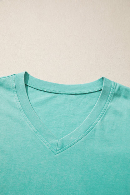 Mint Green Mineral Wash V Neck Tee Matching Skort Set - Snoopy's Closet