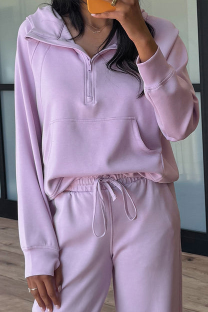 Orchid Bouquet Half Zip Thumbhole Sleeve Hoodie Active Pants 2pcs Outfit - Snoopy's Closet