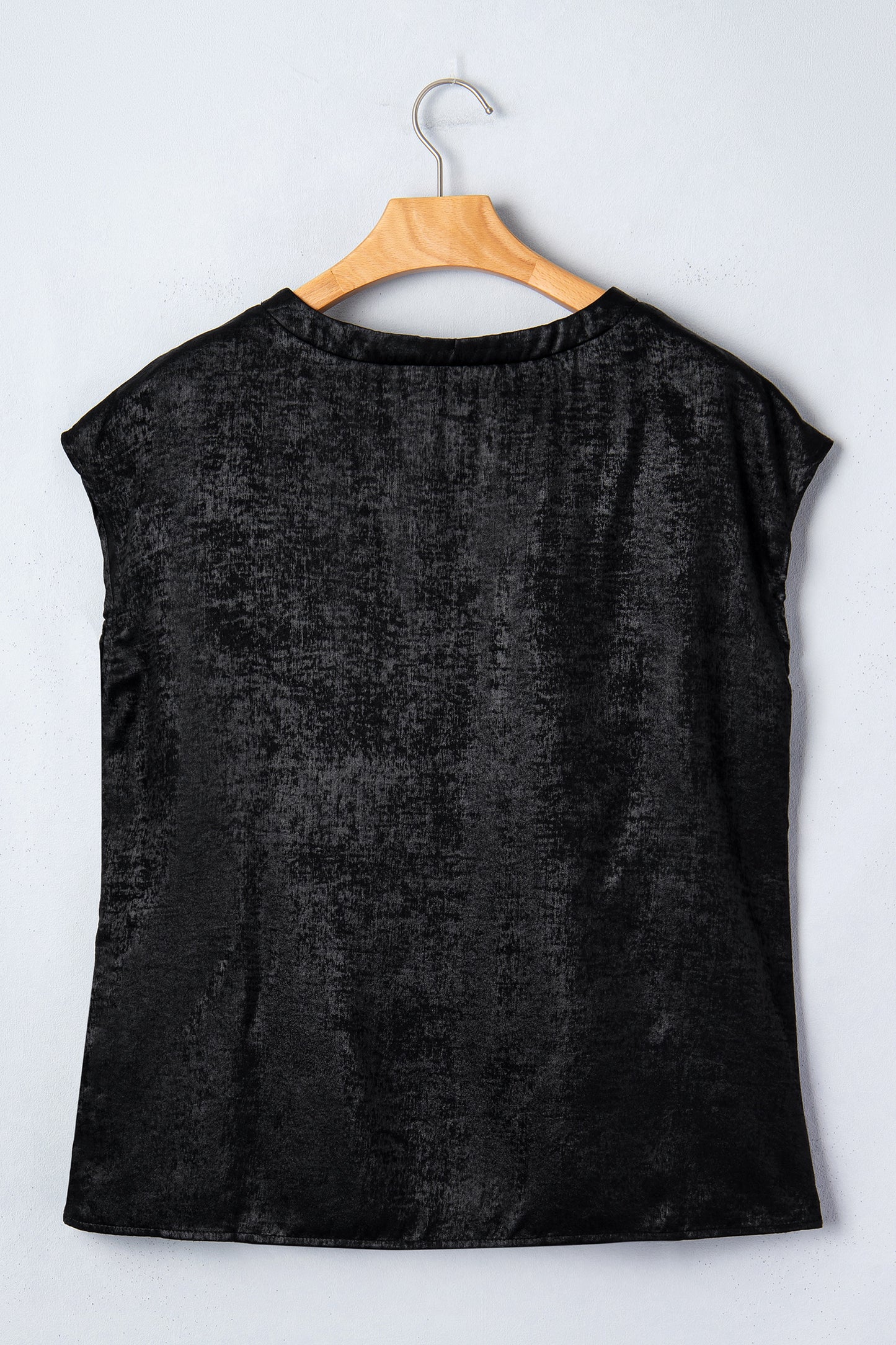 Black Metallic Round Neck Cap Sleeve Tee - Snoopy's Closet