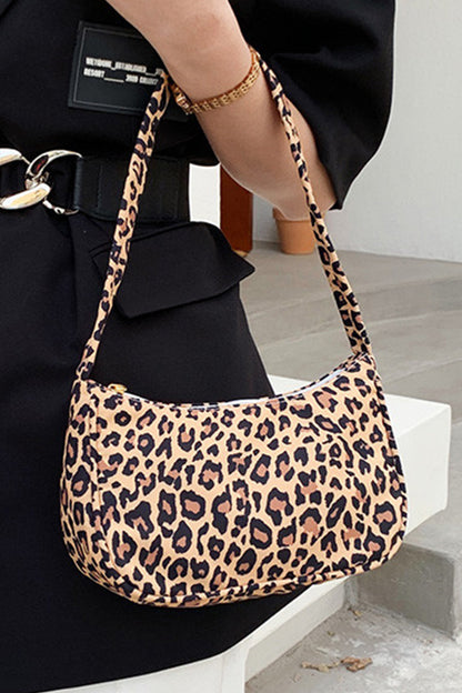 Coffee Leopard Printed Minimalist Shoulder Bag - Snoopy's Closet