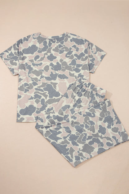 Multicolour Retro Camouflage Print Plus Size 2pcs Outfit - Snoopy's Closet