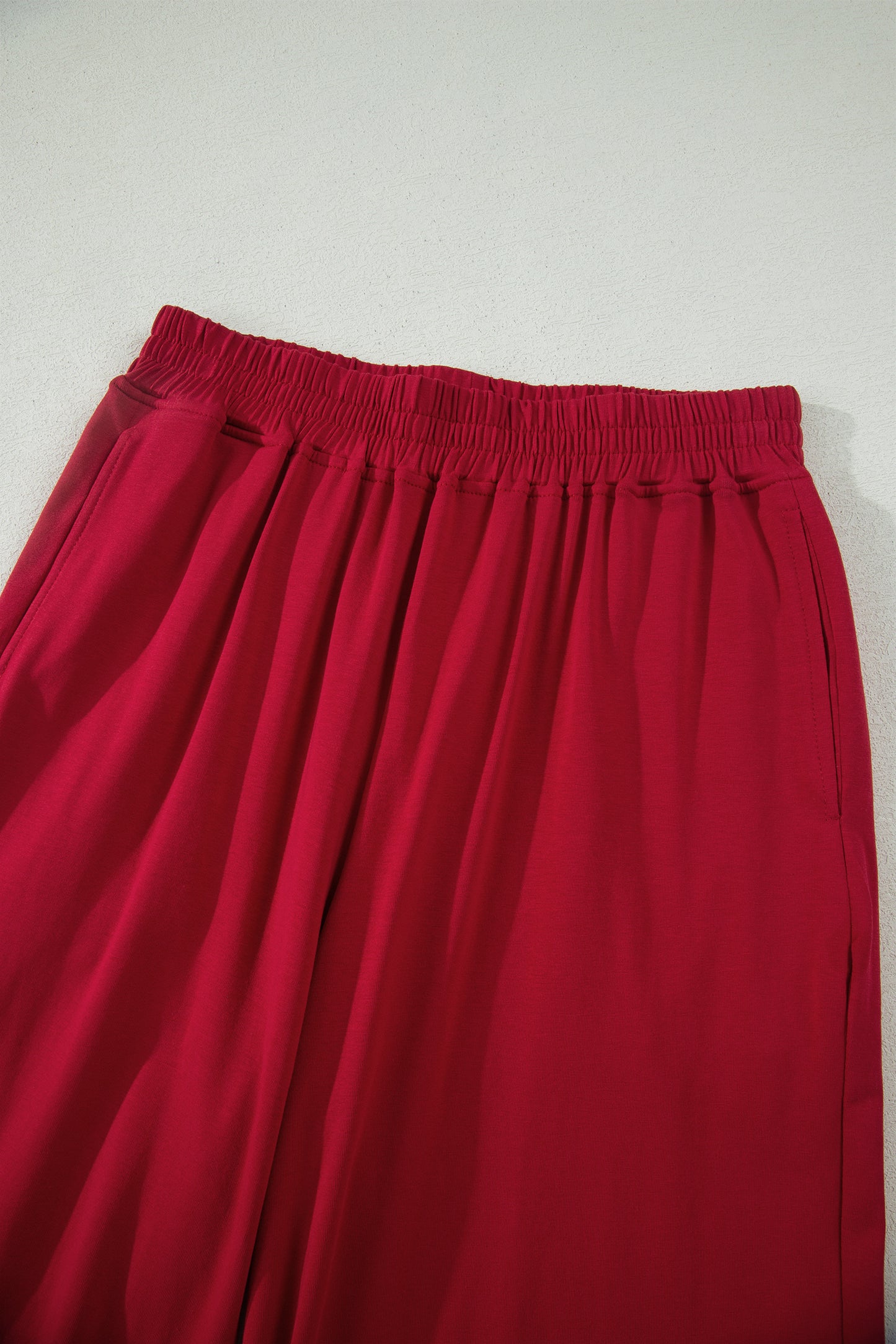 Racing Red Solid Color Cropped Tank Top and Jogger Pants Set - Snoopy's Closet