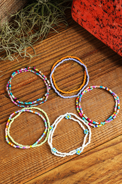 Yellow Flower Random Color Multi Layered Beaded Anklet Set - Snoopy's Closet