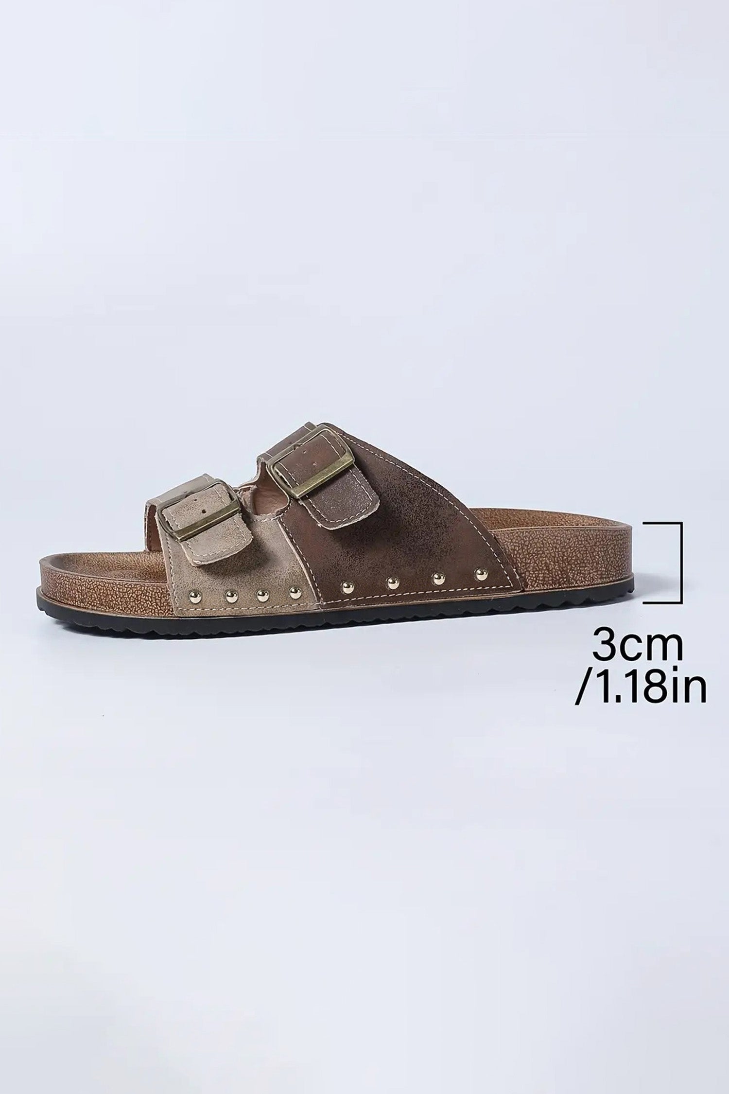 Coffee Leopard Two-tone Retro Buckle Straps Hollowed Faux Suede Slippers - Snoopy's Closet