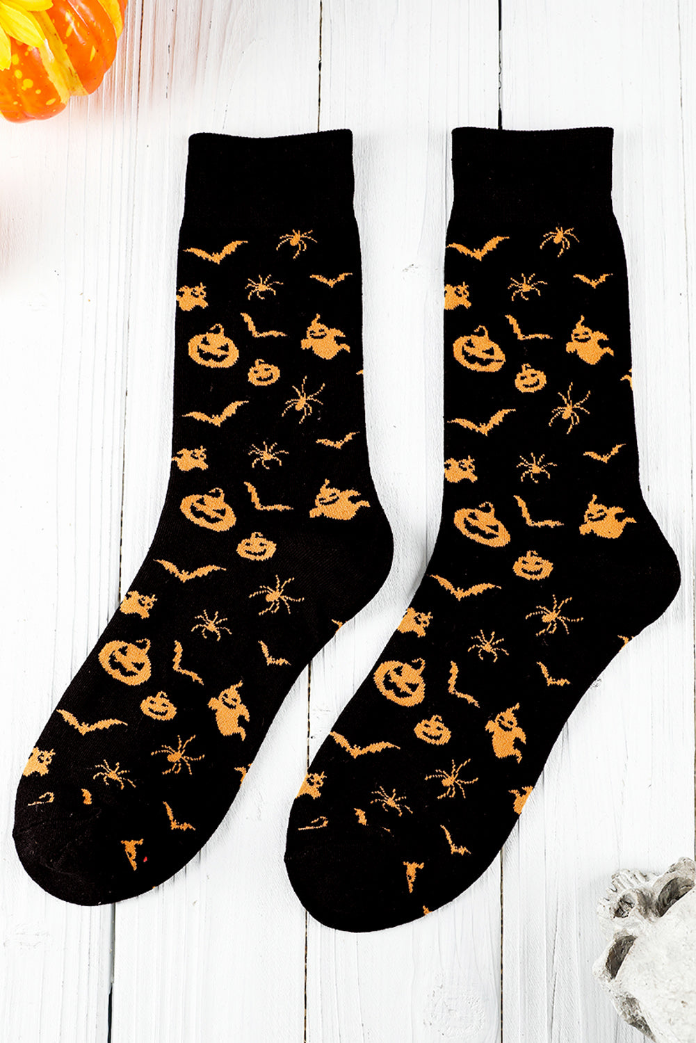 Black Spooky Season Halloween Element Print Socks - Snoopy's Closet