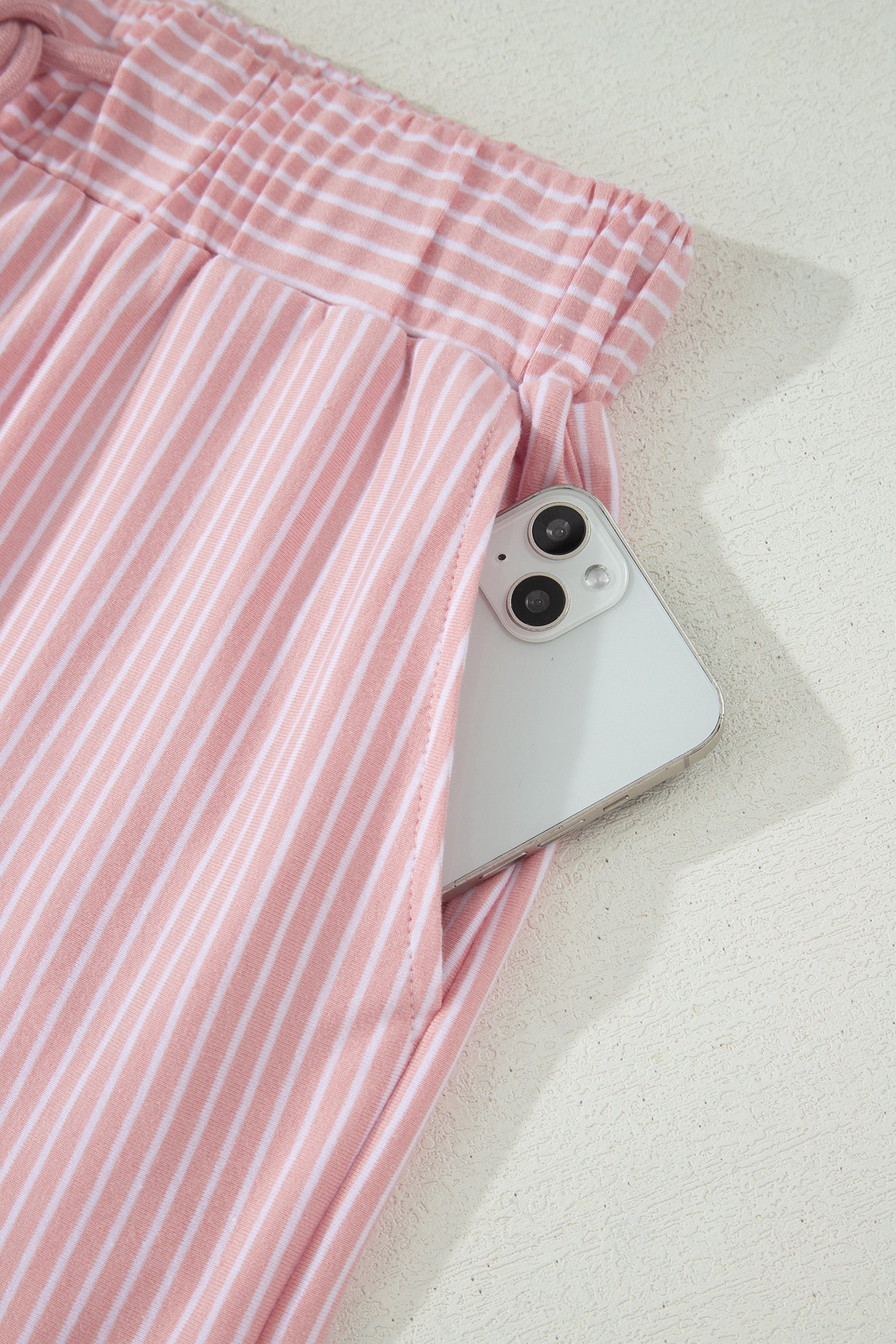 Pink Stripe Dolman Sleeve Polo Shirt and Drawstring Shorts Set - Snoopy's Closet