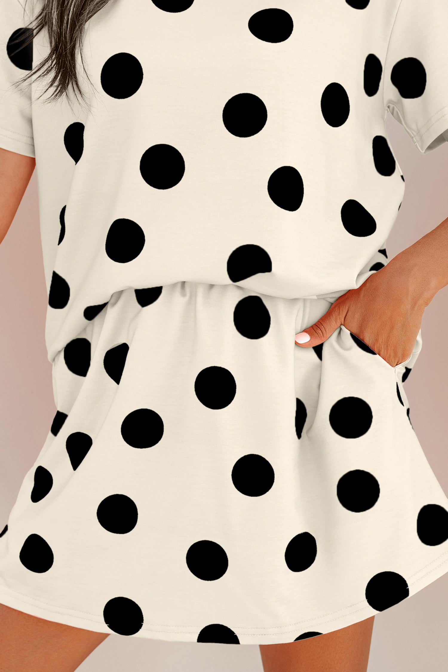 White Polka Dot Short Sleeve Top Casual Skort 2pcs Outfit - Snoopy's Closet