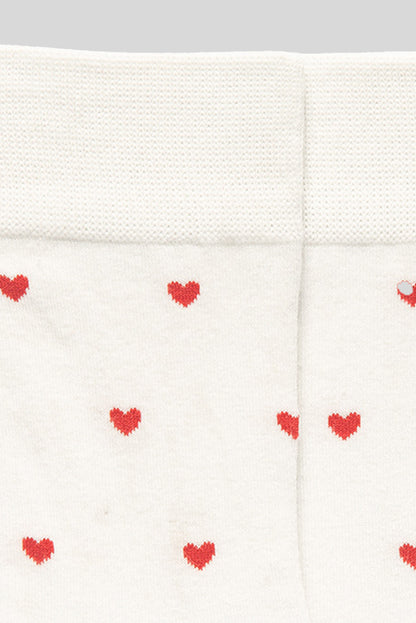 White Valentines Heart Pattern Crew Socks - Snoopy's Closet
