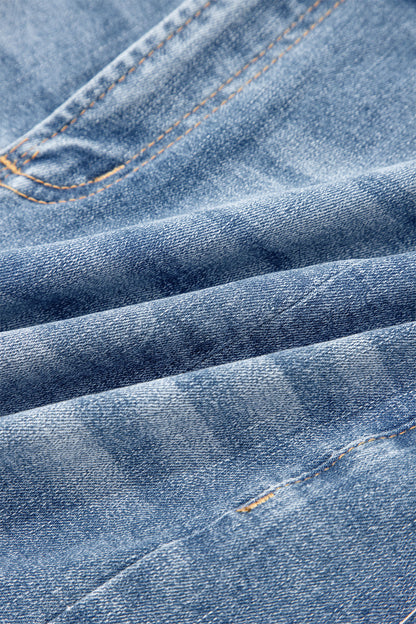 Shorts vaqueros Beau Blue Acid Wash con bajo sin rematar