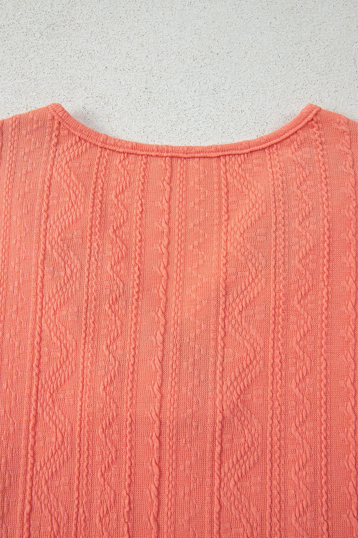 Grapefruit Orange Crochet Floral Accent V Neck Textured Pants Set - Snoopy's Closet