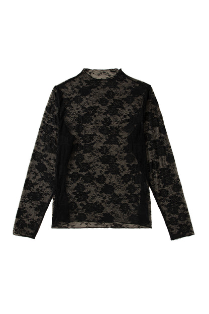 White Plus Size Floral Mesh Long Sleeve Top - Snoopy's Closet