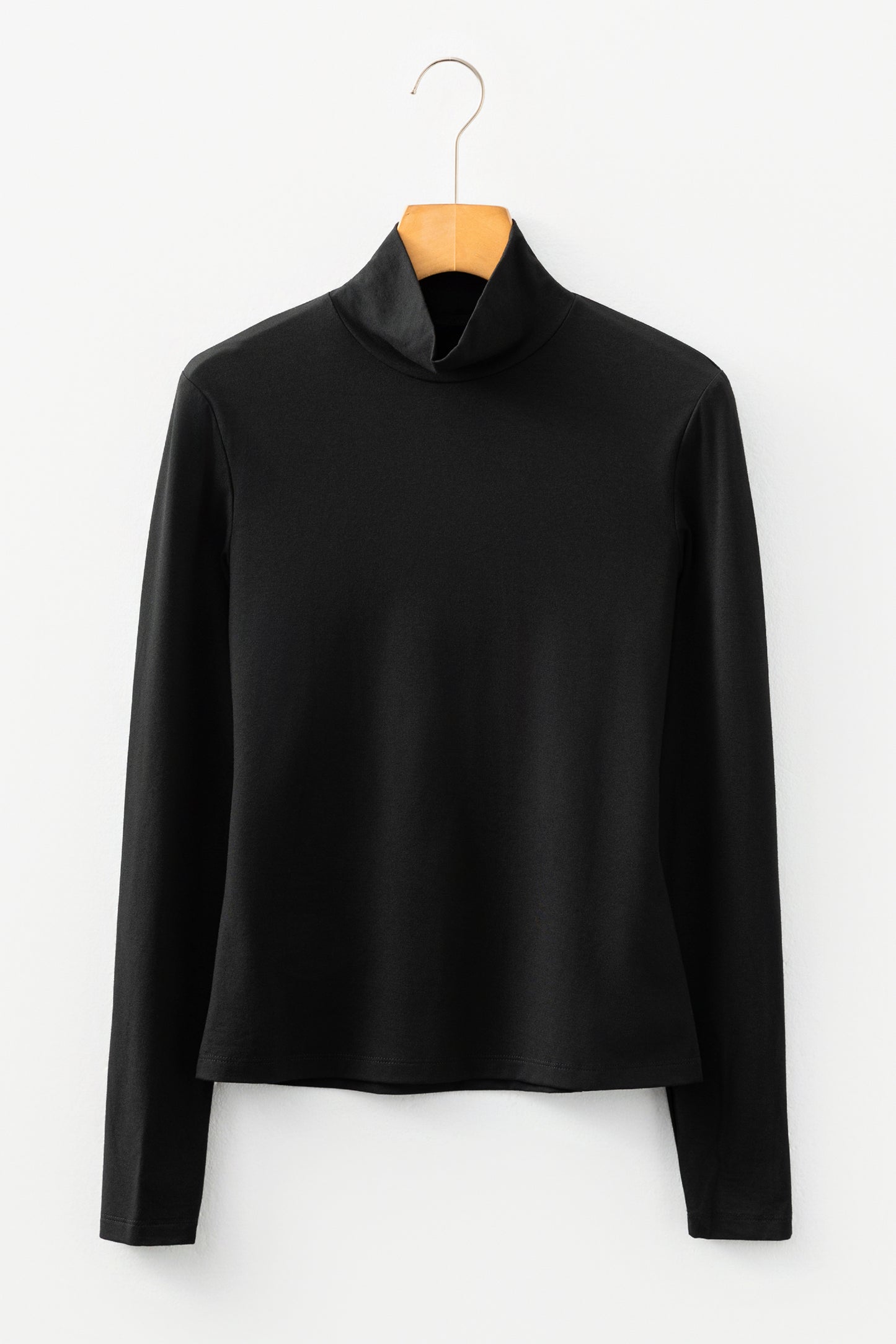 Black Slim Fit High Neck Long Sleeve Basic Top - Snoopy's Closet