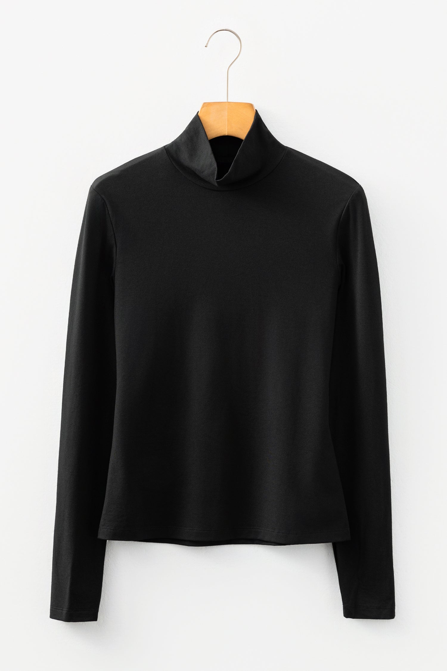 Black Slim Fit High Neck Long Sleeve Basic Top - Snoopy's Closet