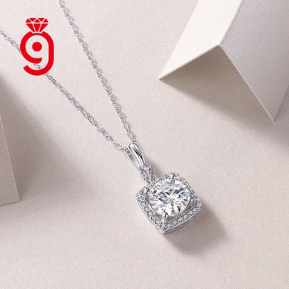Fine Jewelry 925 Sterling Silver Wedding Jewelry Moissanite Necklace 2Ct D Color VVS1 Pendant Women Link Chain Necklace