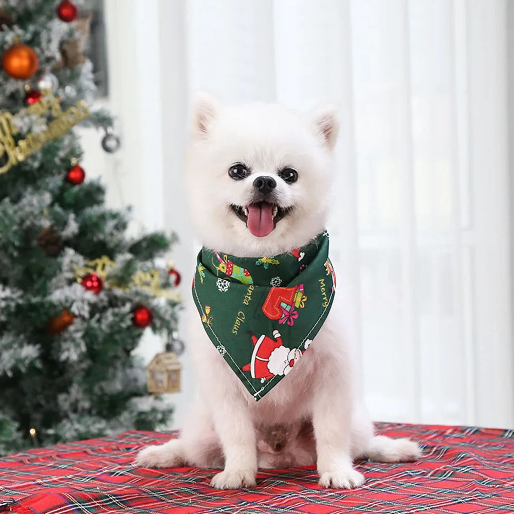 Pañuelos de Navidad para Perros, Árbol de Navidad y Papá Noel, Bufanda para Perros, para Niños y Niñas, Pañuelo de Fiesta para Gatos, Accesorios Navideños para Mascotas