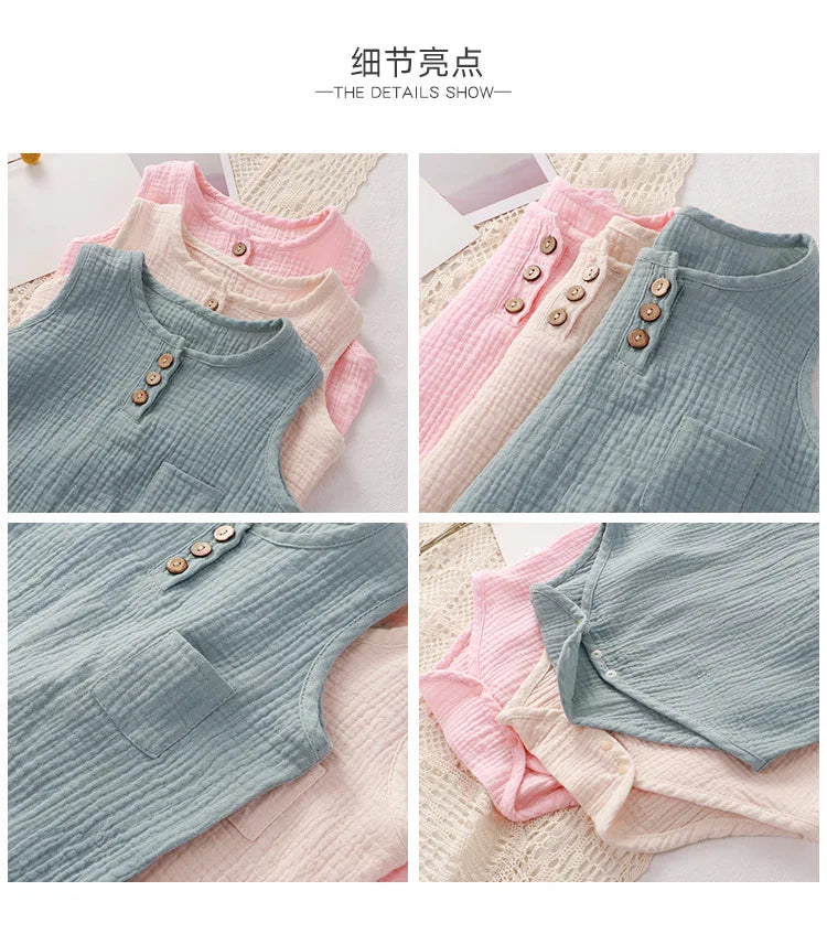 Summer Baby Rompers 2022 Boys Girls Bodysuit Muslin Sleeveless Newborn Clothes Fashion Baby Clothing Toddler Outfits