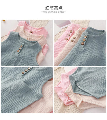 Summer Baby Rompers 2022 Boys Girls Bodysuit Muslin Sleeveless Newborn Clothes Fashion Baby Clothing Toddler Outfits