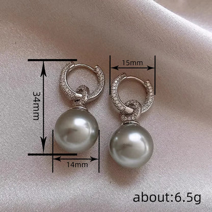 Fiorals AAA Grade White Tahitian Pearl Dangle Earrings 925 Silver Rhodium Plated Pav Setting Ball Fashion Women Wedding Jewelry