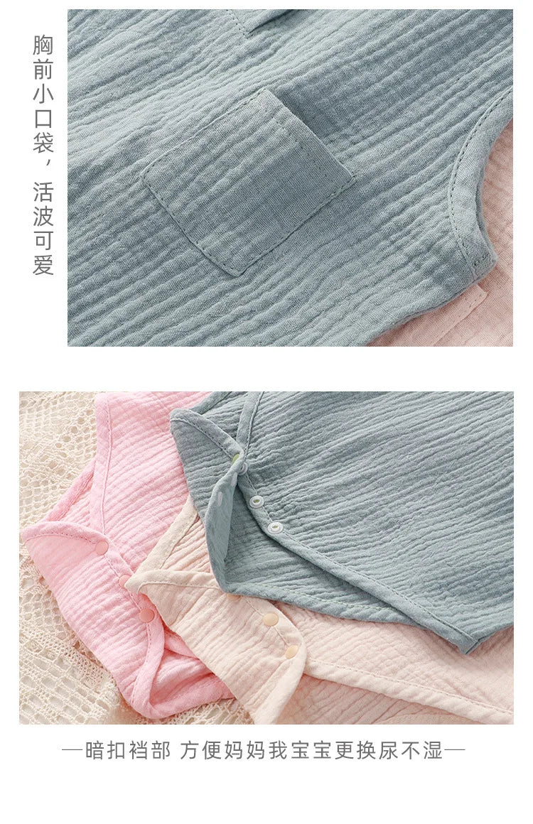 Summer Baby Rompers 2022 Boys Girls Bodysuit Muslin Sleeveless Newborn Clothes Fashion Baby Clothing Toddler Outfits