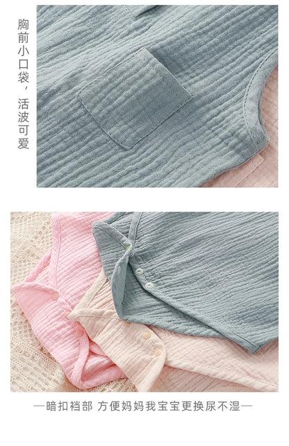 Summer Baby Rompers 2022 Boys Girls Bodysuit Muslin Sleeveless Newborn Clothes Fashion Baby Clothing Toddler Outfits