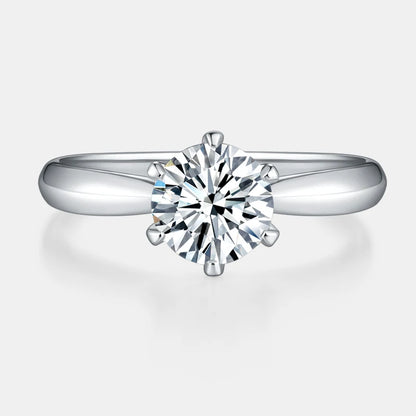 Customized Moissanite Ring Six Claw Female Elegant S925 Sterling Silver Ring Round Brilliant Cut Women Jewelry Fine Jewelry Ring