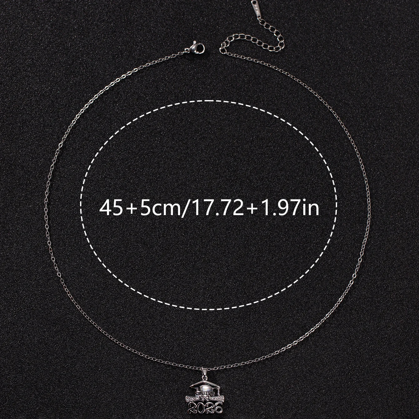 1Pc Women Zirconia 2026 Graduation Cap Pendant Necklace with Copper Water-wave Chain Daily & Beach & Party Jewelry