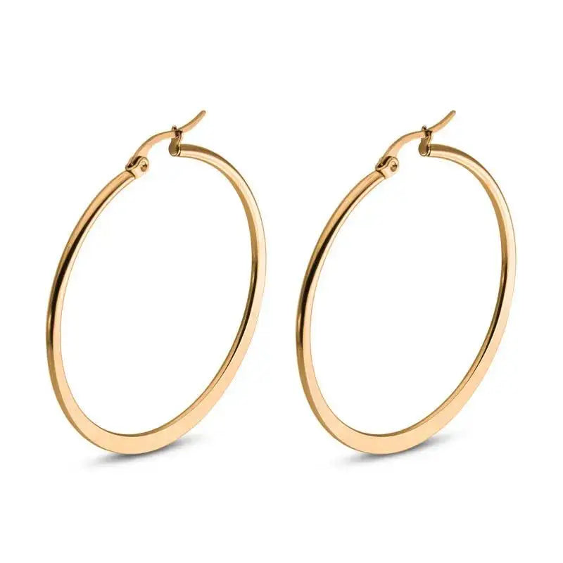 Showfay Gold Color Simple Chic Stainless Steel Stud Earring Set for Women Girls Daily Wear Party Festival Casual Jewelry Gift