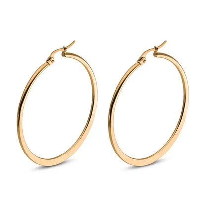 Showfay Gold Color Simple Chic Stainless Steel Stud Earring Set for Women Girls Daily Wear Party Festival Casual Jewelry Gift