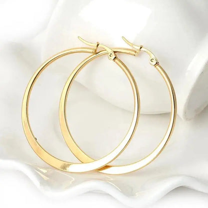 Showfay Gold Color Simple Chic Stainless Steel Stud Earring Set for Women Girls Daily Wear Party Festival Casual Jewelry Gift