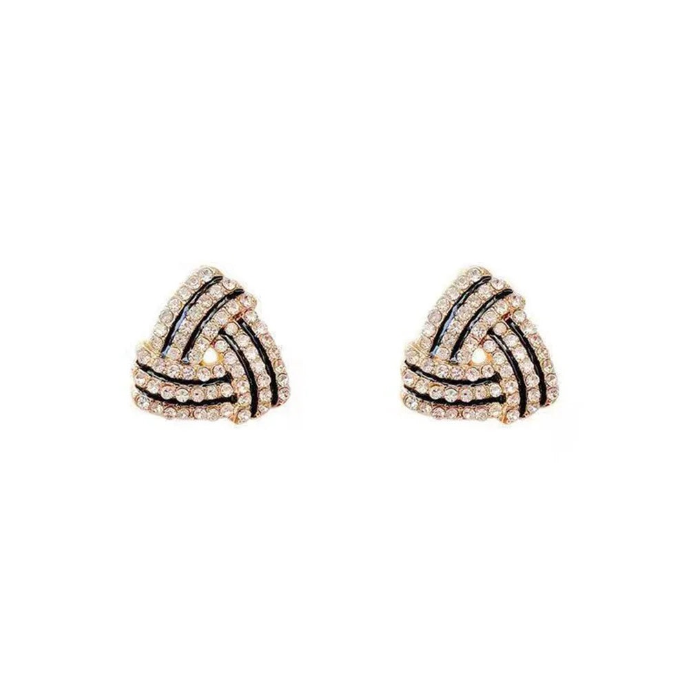 Gold Plated Geometric Stud Earrings With Crystal Rhinestones Love Word Trendy Party Jewelry For Women