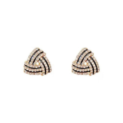 Gold Plated Geometric Stud Earrings With Crystal Rhinestones Love Word Trendy Party Jewelry For Women