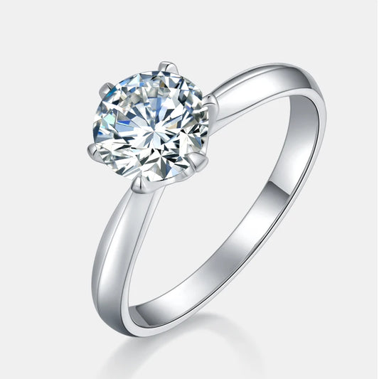 Customized Moissanite Ring Six Claw Female Elegant S925 Sterling Silver Ring Round Brilliant Cut Women Jewelry Fine Jewelry Ring